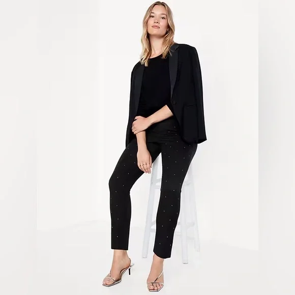 Old Navy Black Rhinestone High Rise Pixie Skinny Pants - Picture 3 of 11